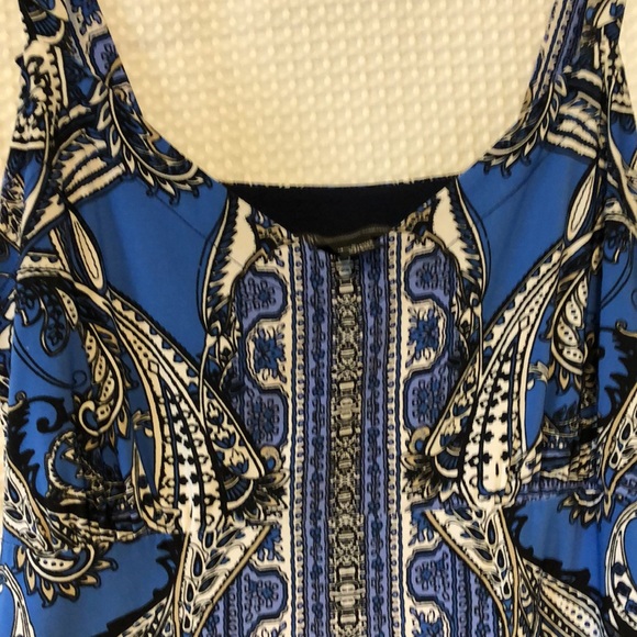 Blue Flowy Tank with Pattern - Picture 3 of 5